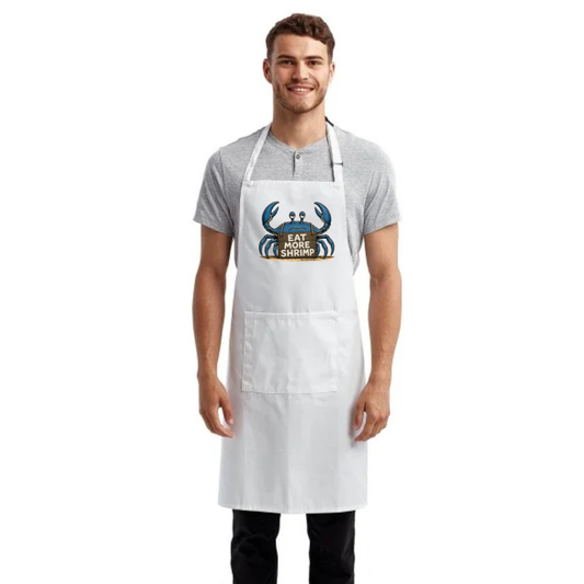 Eat More Shrimp Pocket Bib Apron