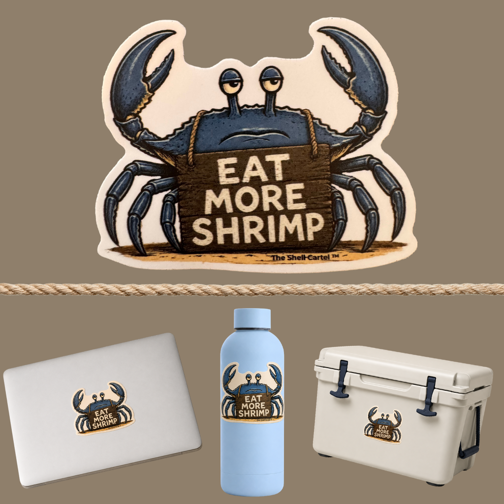 Salty Blue - Eat More Shrimp 3" Die-Cut Vinyl Sticker