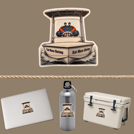 Salty Blue - Boatin' and Shrimpin' 3" Die-Cut Vinyl Sticker