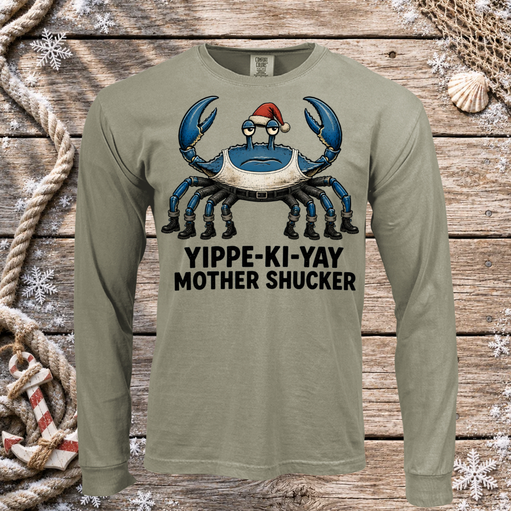 Salty Blue Yippe-Ki-Yay Long Sleeve Tee