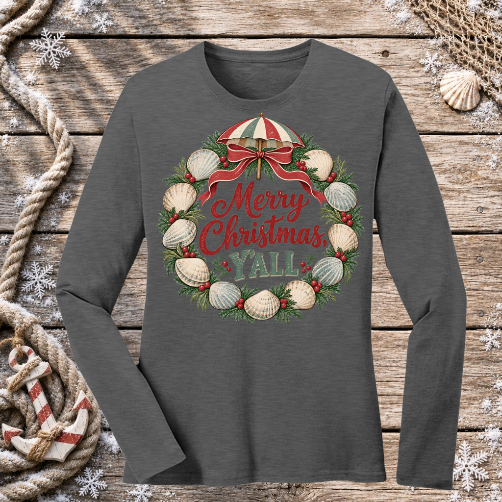 Merry Christmas, Y’all Coastal Long Sleeve Tee