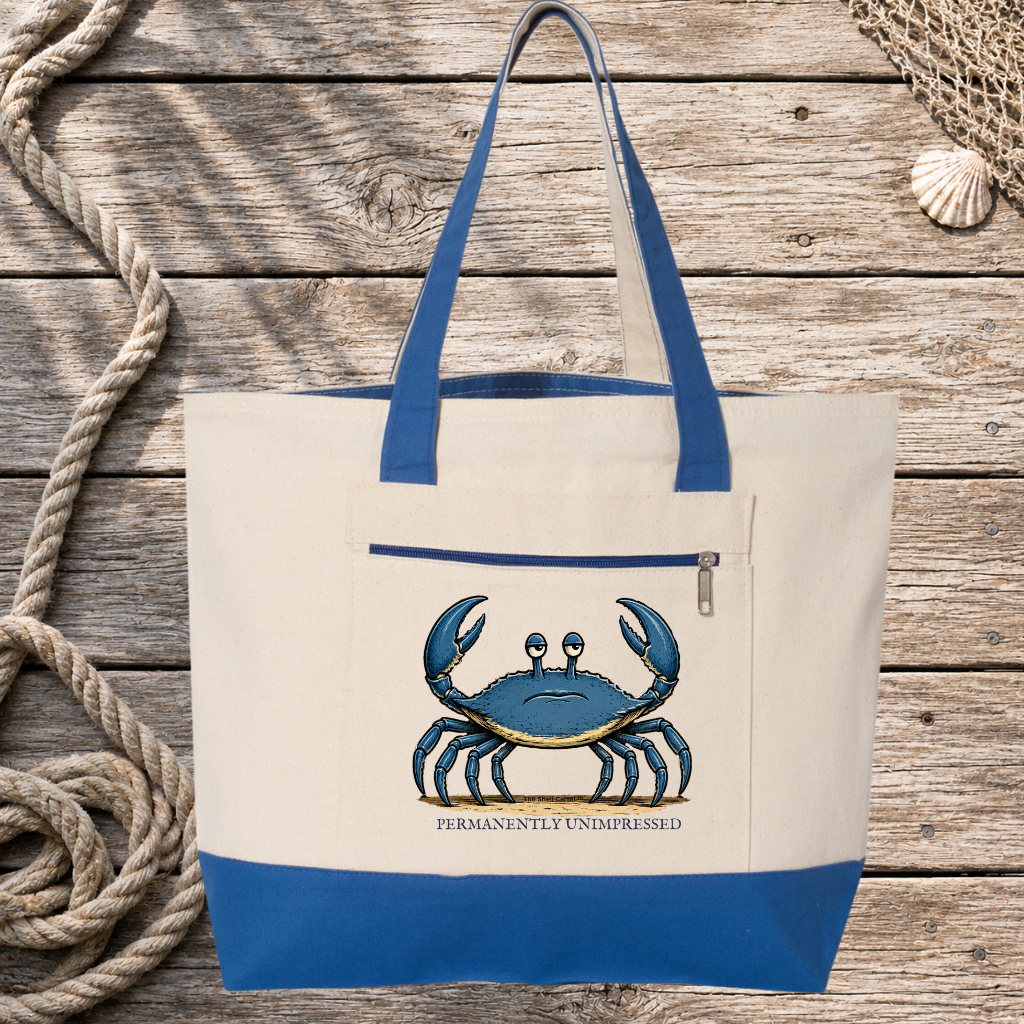 Salty Blue - Permanently Unimpressed Zip Tote