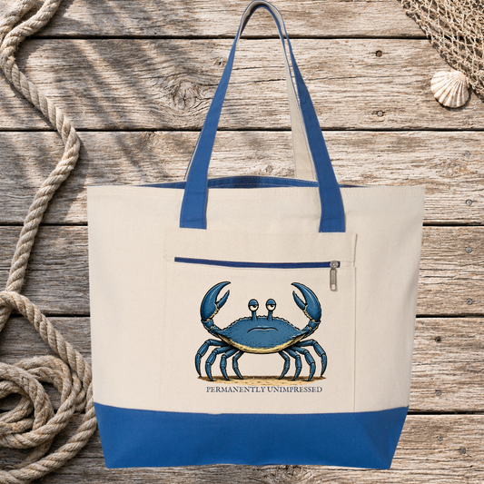 Salty Blue - Permanently Unimpressed Zip Tote
