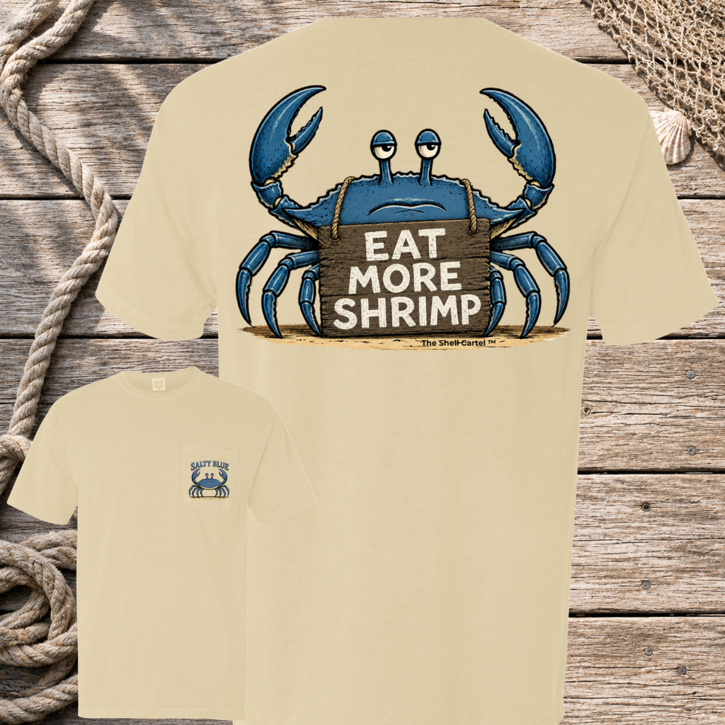 Salty Blue - Eat More Shrimp Pocket Tee
