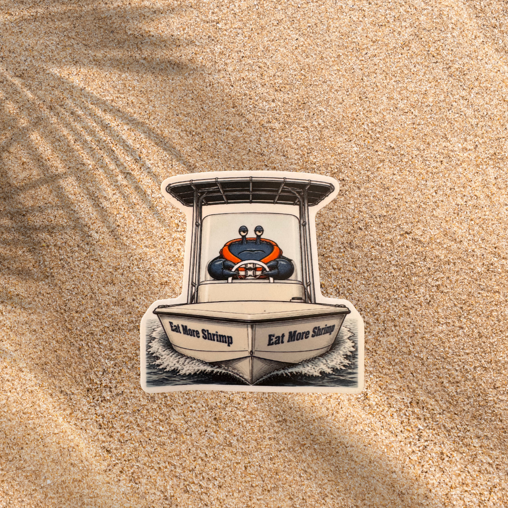 Salty Blue - Boatin' and Shrimpin' 3" Die-Cut Vinyl Sticker