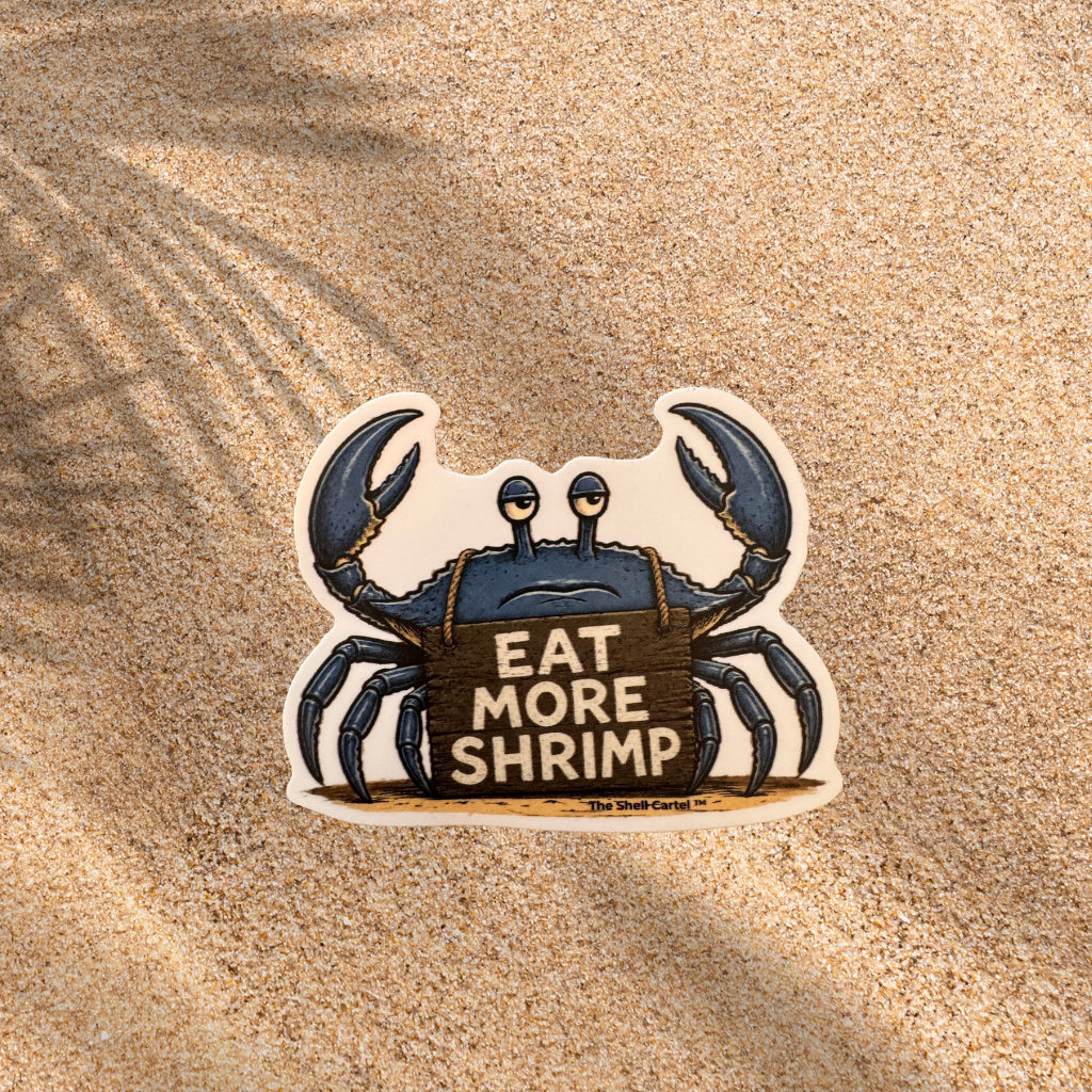 Salty Blue - Eat More Shrimp 3" Die-Cut Vinyl Sticker